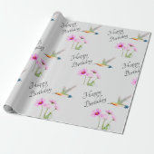 Happy Birthday Cosmos en Hummingbird Cadeaupapier (Uitgerold)