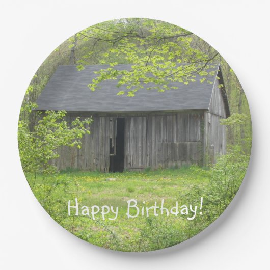 Happy Birthday Country Barn Papieren Bordje (Voorkant)