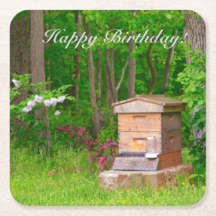 Happy Birthday Country Beehive Napkins Kartonnen Onderzetters