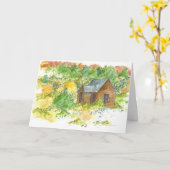 Happy Birthday Country Cabin Desert Landschap Kaart (Gele Bloem)