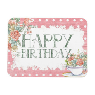 Happy Birthday Country Pink Pot Gift Magnet Magneet