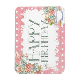 Happy Birthday Country Pink Pot Gift Magnet Magneet