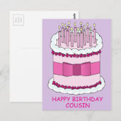 Happy Birthday Cousin Cake en kaarsen Briefkaart (Voorkant / Achterkant)