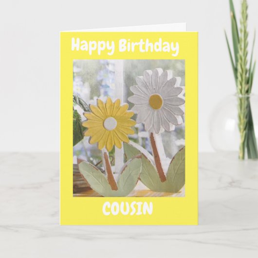 HAPPY BIRTHDAY *COUSIN* MET DAISIES KAART (Voorkant)