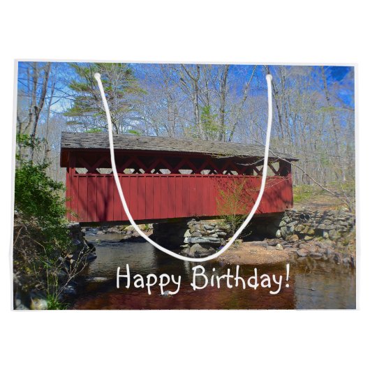 Happy Birthday Covered Bridge Groot Cadeauzakje (Achterkant)