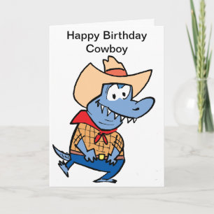 Happy Birthday Cowboy Cartoon Card Kaart