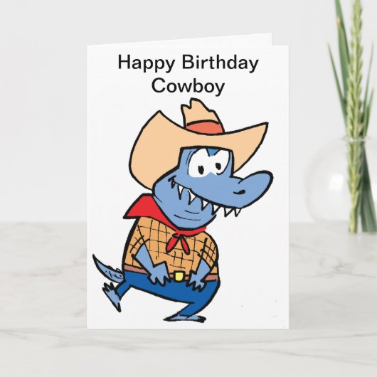Happy Birthday Cowboy Cartoon Kaart (Voorkant)