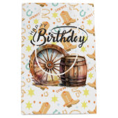 Happy Birthday Cowboy Medium Cadeauzakje (Voorkant)
