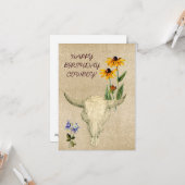 HAPPY BIRTHDAY COWBOY OUDE WEST SKULL KAART (Voorkant / Achterkant in situ)