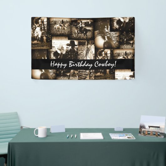 Happy Birthday Cowboy Rodeo Westerne Theme Party Spandoek (Beurs)
