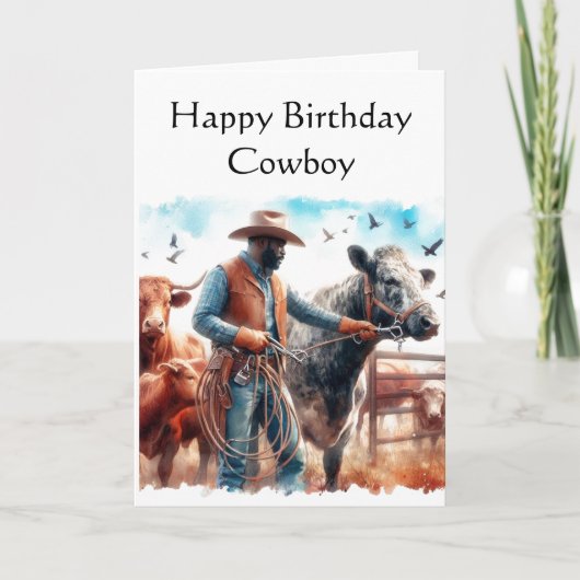 Happy Birthday Cowboy Wenskaart Kaart (Voorkant)