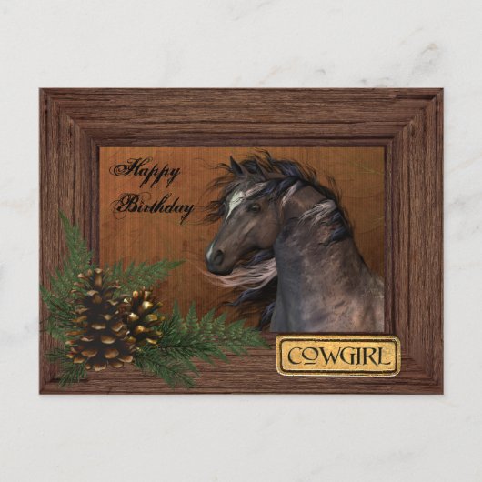 Happy Birthday Cowgirl Briefkaart (Voorkant)