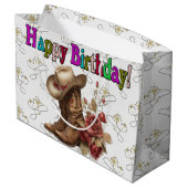 Happy Birthday Cowgirl Groot Cadeauzakje (Achterkant Gekanteld)