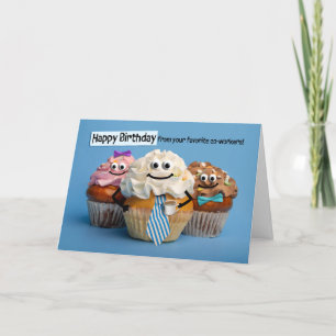 Happy Birthday Coworker Kantoor Cupcakes met Gezic Feestdagen Kaart