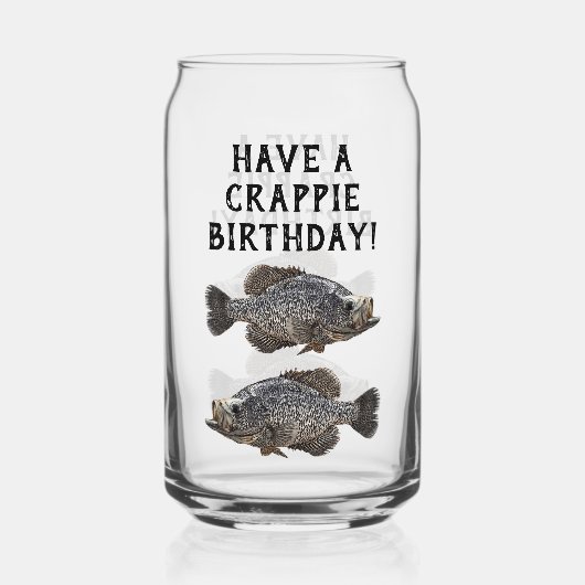 Happy Birthday Crappie Gevist Angler Custom Blikvorm Glas (Voorkant)