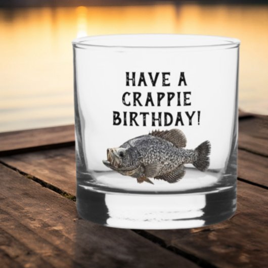 Happy Birthday Crappie Gevist Angler Custom Whisky Glas