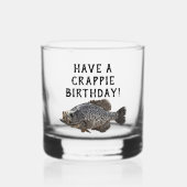 Happy Birthday Crappie Gevist Angler Custom Whisky Glas (Voorkant)