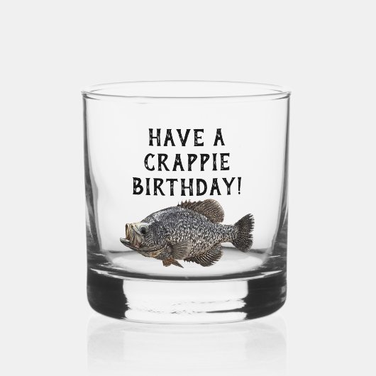 Happy Birthday Crappie Gevist Angler Custom Whisky Glas (Voorkant)