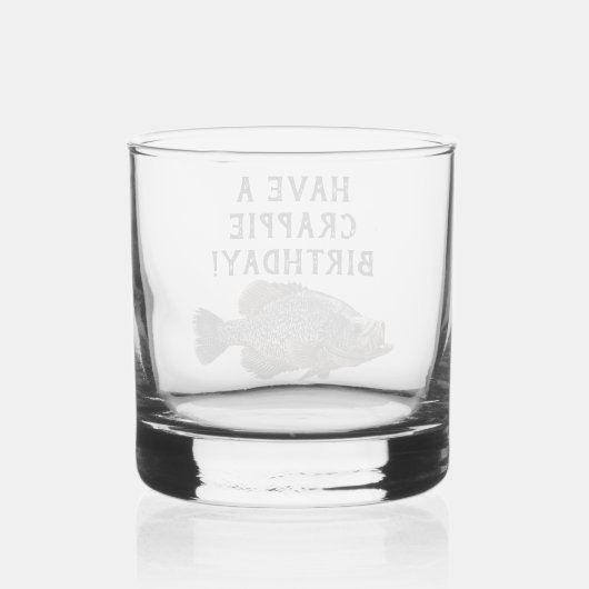 Happy Birthday Crappie Gevist Angler Custom Whisky Glas (Achterkant)