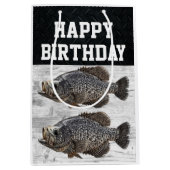 Happy Birthday Crappie Gevist Angler Fish Cool Medium Cadeauzakje (Voorkant)