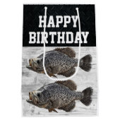 Happy Birthday Crappie Gevist Angler Fish Cool Medium Cadeauzakje (Achterkant)