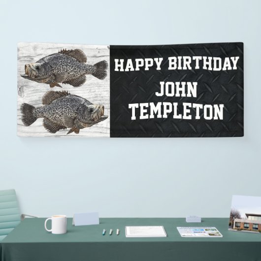 Happy Birthday Crappie Gevist Angler Party Spandoek (Beurs)