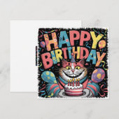 Happy Birthday Crazy Cat Kaart (Voorkant / Achterkant)