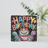 Happy Birthday Crazy Cat Kaart (Staand voorkant)