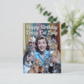 Happy Birthday Crazy Cat Lady Briefkaart (Staand voorkant)