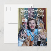 Happy Birthday Crazy Cat Lady Briefkaart (Voorkant / Achterkant)