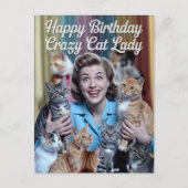 Happy Birthday Crazy Cat Lady Briefkaart (Voorkant)