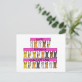 Happy Birthday Crazy Cat Lady, Cartoon Cats. Briefkaart (Staand voorkant)