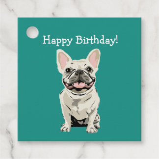 Happy birthday - Cream French Bulldog Bedankjes Labels