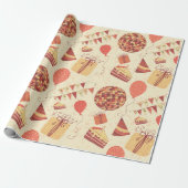 Happy Birthday crème Cadeaupapier (Uitgerold)