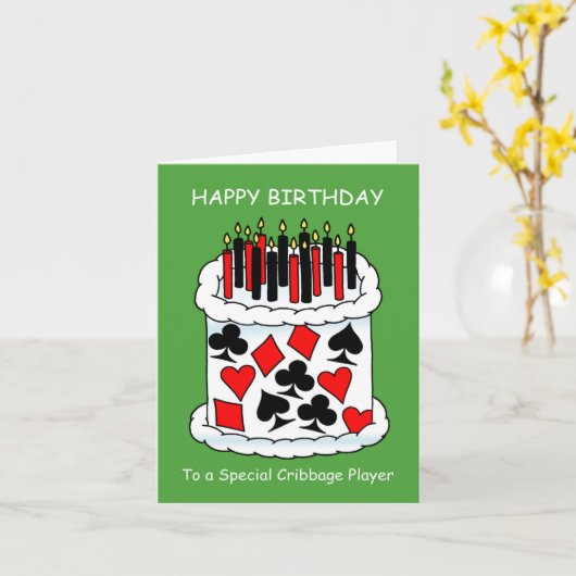 Happy Birthday Cribbage Player Kaart (Gele Bloem)