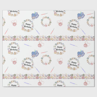 Happy Birthday Crochet Wrapping Paper Cadeaupapier