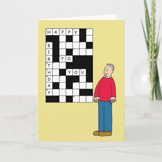 Happy Birthday Crossword Man Bedankkaart (Voorkant)