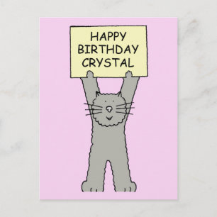 Happy Birthday Crystal Cartoon Cat Briefkaart