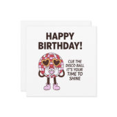 Happy Birthday Cue De Discobal Kaart (Voorkant / Achterkant in situ)