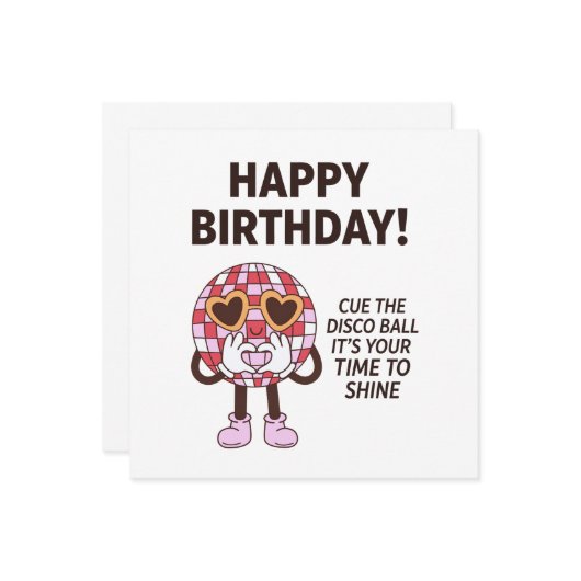 Happy Birthday Cue De Discobal Kaart (Voorkant / Achterkant in situ)