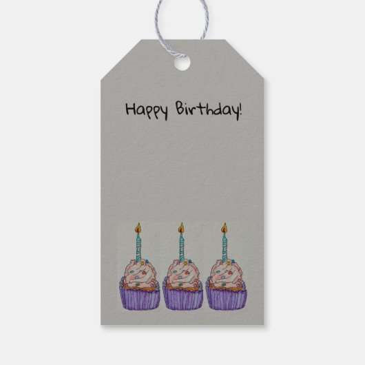 Happy Birthday Cup Cake Gift Label Cadeaulabel (Achterkant)
