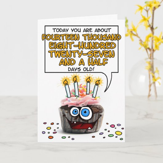 Happy Birthday Cupcake - 40 jaar oud Kaart (Gele Bloem)