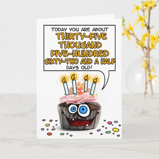 Happy Birthday Cupcake - 97 jaar oud Kaart (Gele Bloem)