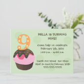 Happy Birthday Cupcake 9-groen Kaart (Staand voorkant)