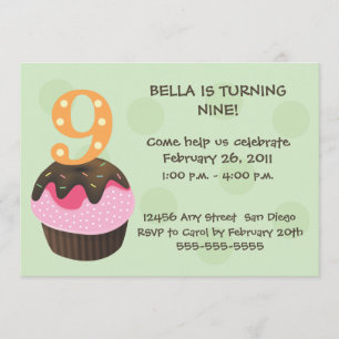 Happy Birthday Cupcake 9-groen Kaart
