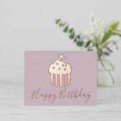 Happy Birthday Cupcake Blush Pink Folie Feestdagen Briefkaart (Staand Voorkant)