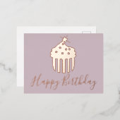 Happy Birthday Cupcake Blush Pink Folie Feestdagen Briefkaart (Voorkant / Achterkant)