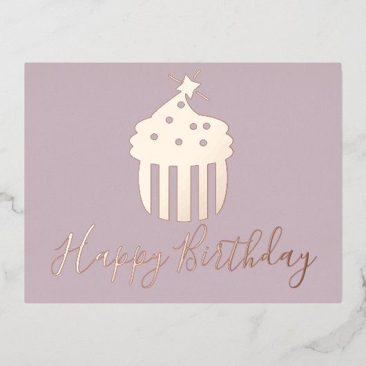 Happy Birthday Cupcake Blush Pink Folie Feestdagen Briefkaart (Voorkant)