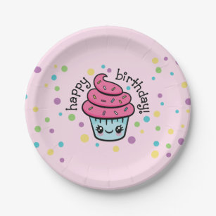 Happy Birthday Cupcake-borden Papieren Bordje