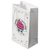 Happy Birthday Cupcake cadeau tas Klein Cadeauzakje (Achterkant Gekanteld)